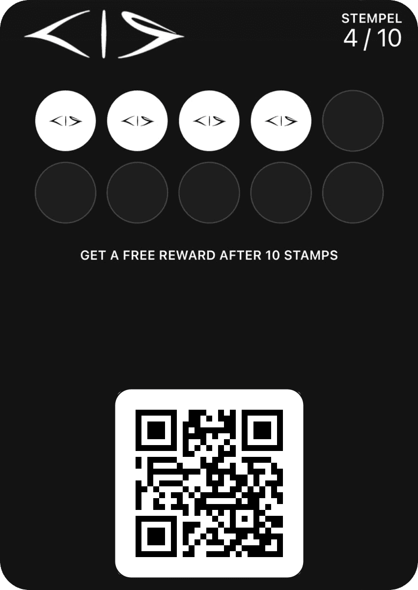 Digitale Stempelkarte im Wallet, Beispiel für Cafés
